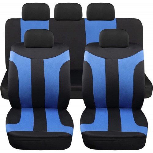 Coprisedili Auto Universali LS05 Di Colore Blu Set Per Anteriori e Posteriori In Poliestere No Suv